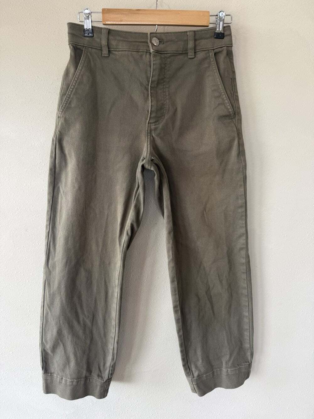 Everlane Wide Leg Crop Ankle Pants Surplus Green Organic Cotton Twill Size 2r 2